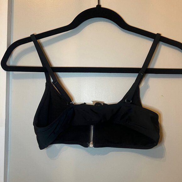 Basic Swim Black Zip Top, Size Small - Picture 4 of 7